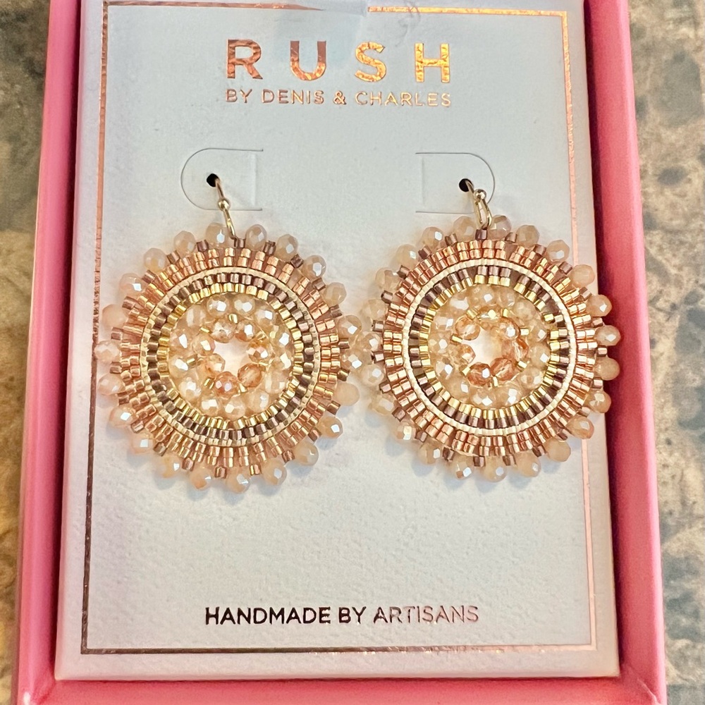 NIB Gold Beaded Earrings